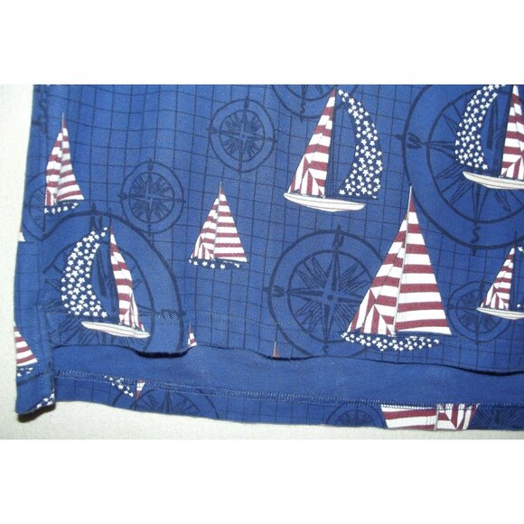 Croft &Barrow Sport Polo Shirt Mens Medium Sailboat American Flag Blue Patriotic - Picture 7 of 11